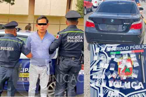 Cae presunto narcomenudista en retén conjunto Toluca-Zinacantepec
